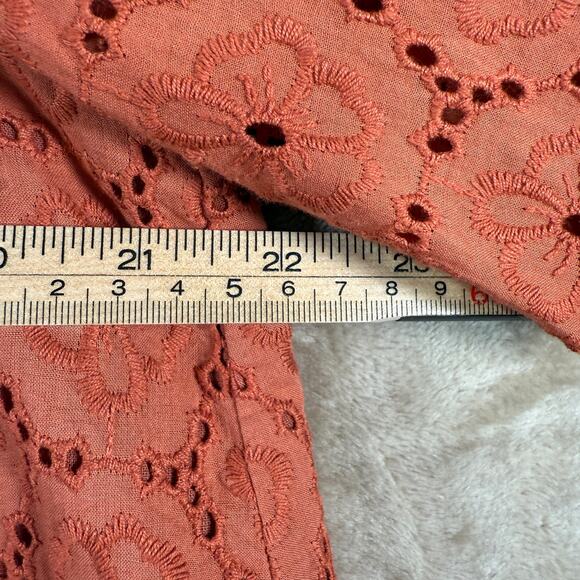 Roller Rabbit Glyn Eyelet Long Sleeve Cotton Blouse Boho Peasant Cottagecore | M - Picture 12 of 13